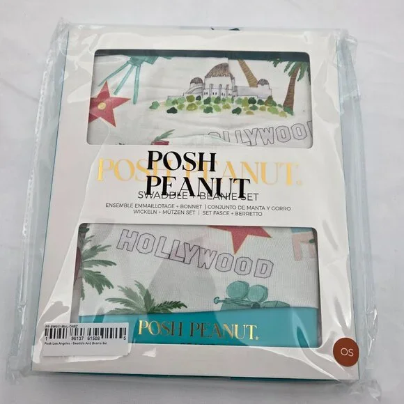 NWT Posh Peanut Hollywood BABY Swaddle & Beanie Set - OS - Picture 2 of 5